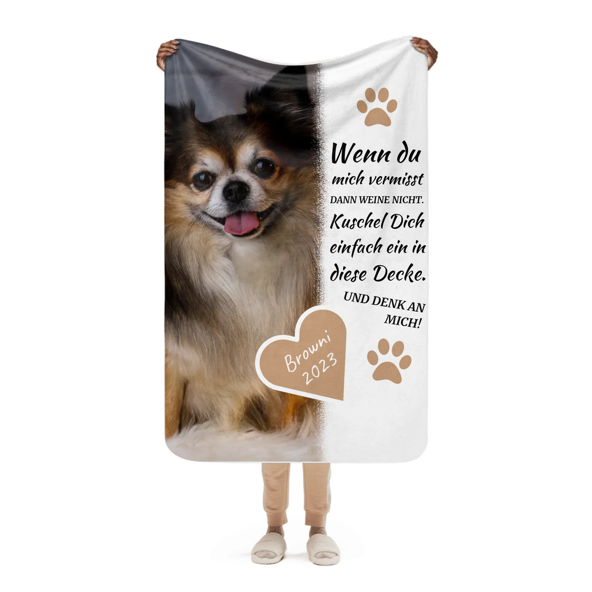 Personalisierte Decke: Hundedecke | Kuschel mich, wenn du mich vermisst - Individuelle Fotodecke | Personalize Palace