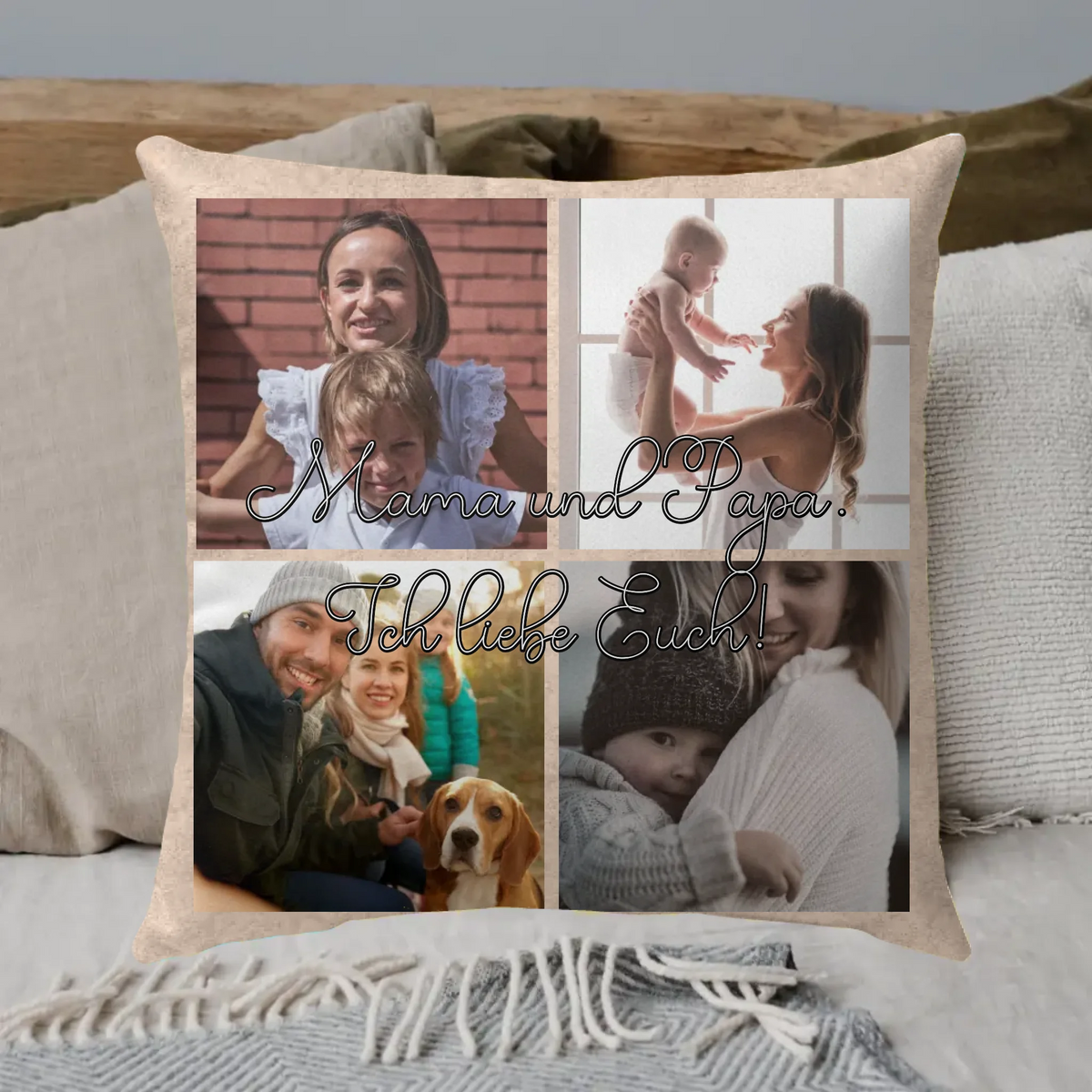 Personalisiertes Kissen: Deine Familie mit oder ohne Haustiere - Individuelles Kissen | Personalize Palace