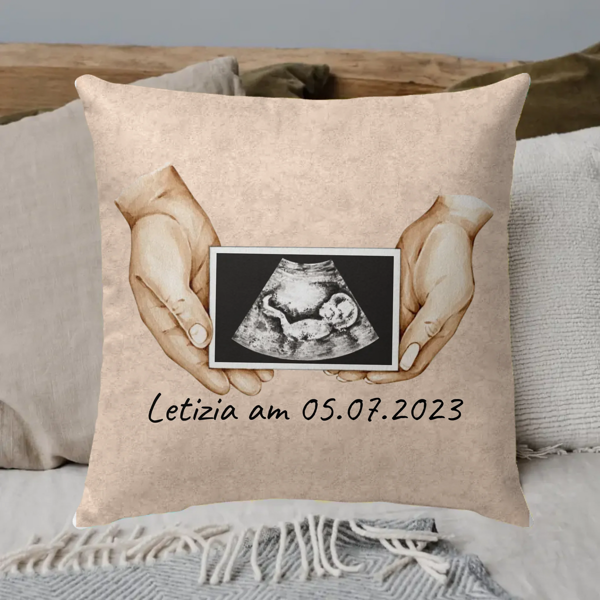 Photo letters: Mom, Dad, Grandma, Grandpa - Personalized pillow