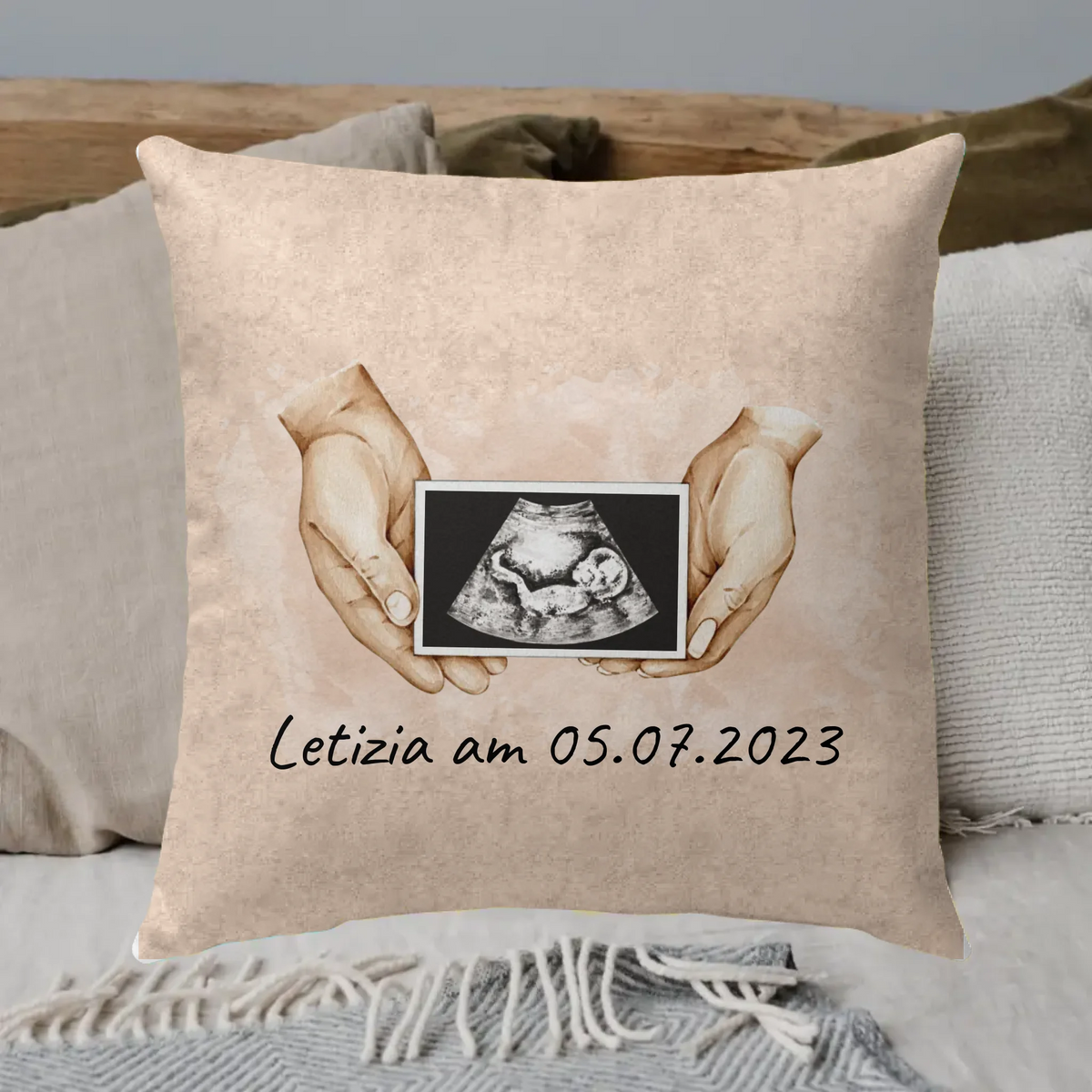 Personalisiertes Kissen: Ultraschallbild Foto eures Babys - Individuelles Kissen | Personalize Palace
