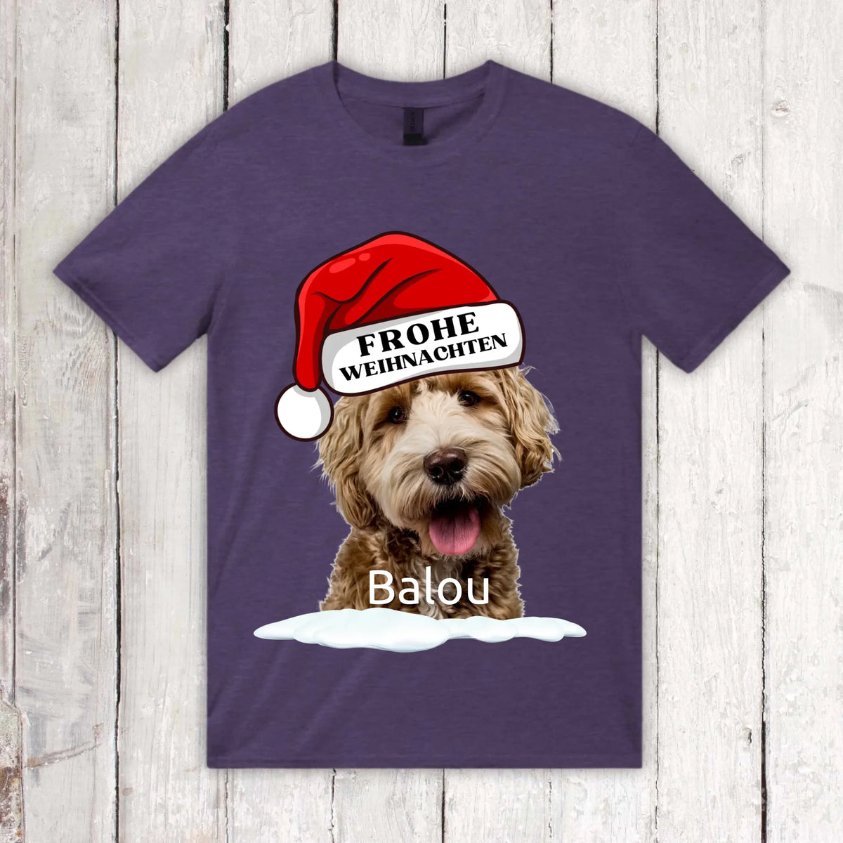 Personalisiertes T-Shirt: Weihnachtsmütze mit deinem Bild und Text - individuelles T-Shirt | Personalize Palace