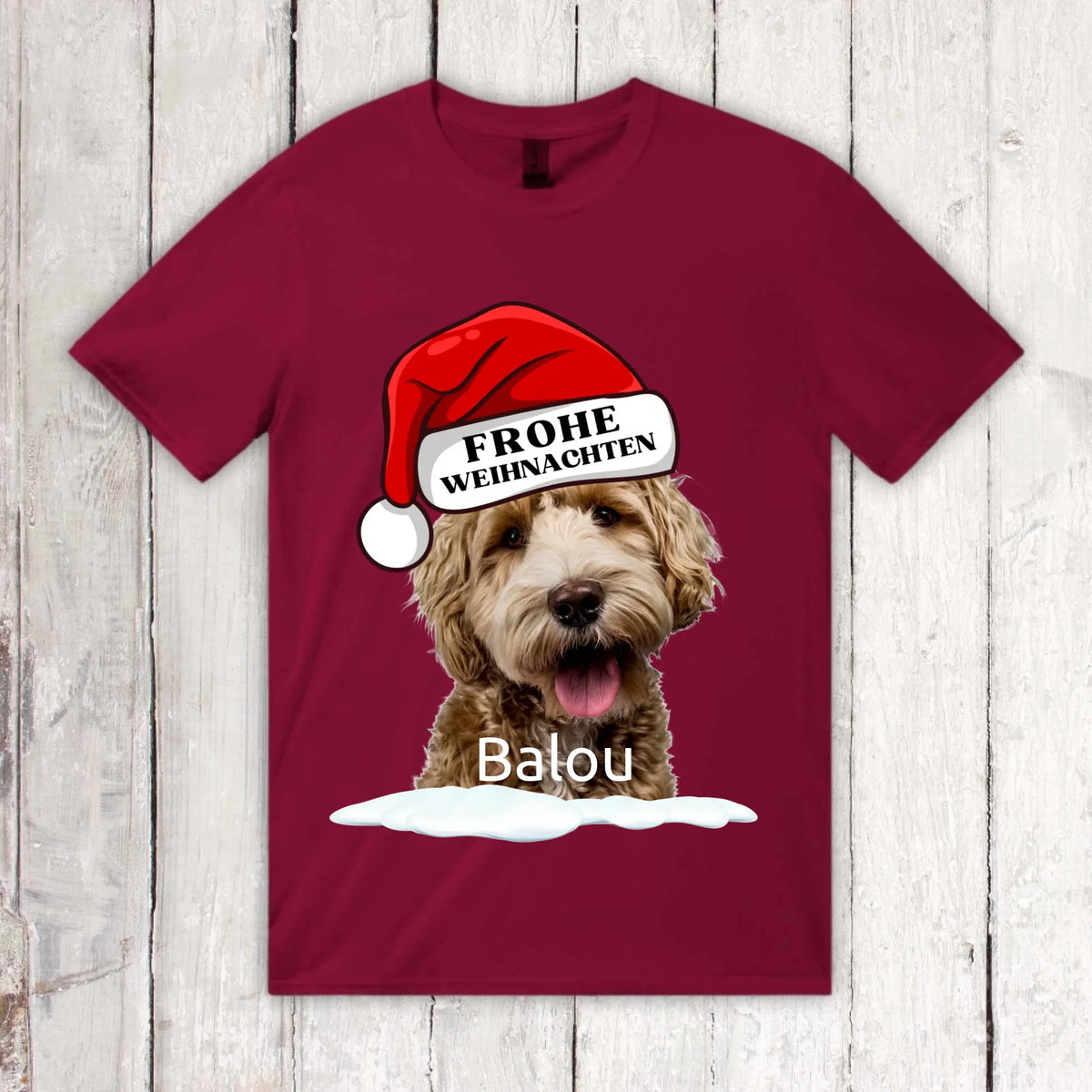 Personalisiertes T-Shirt: Weihnachtsmütze mit deinem Bild und Text - individuelles T-Shirt | Personalize Palace