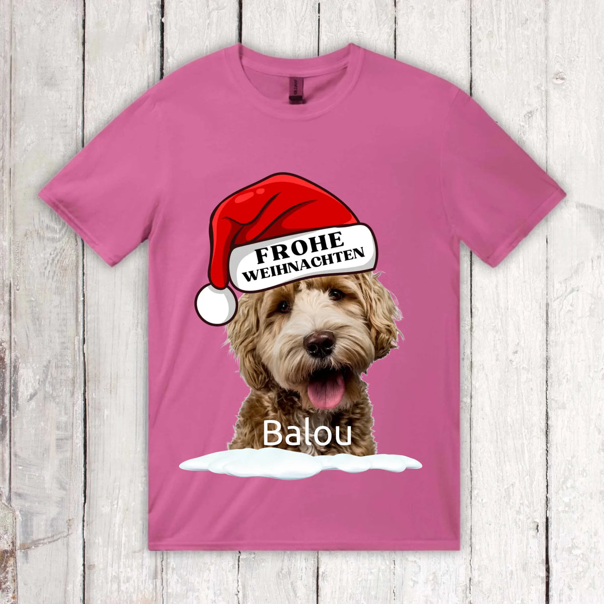 Personalisiertes T-Shirt: Weihnachtsmütze mit deinem Bild und Text - individuelles T-Shirt | Personalize Palace