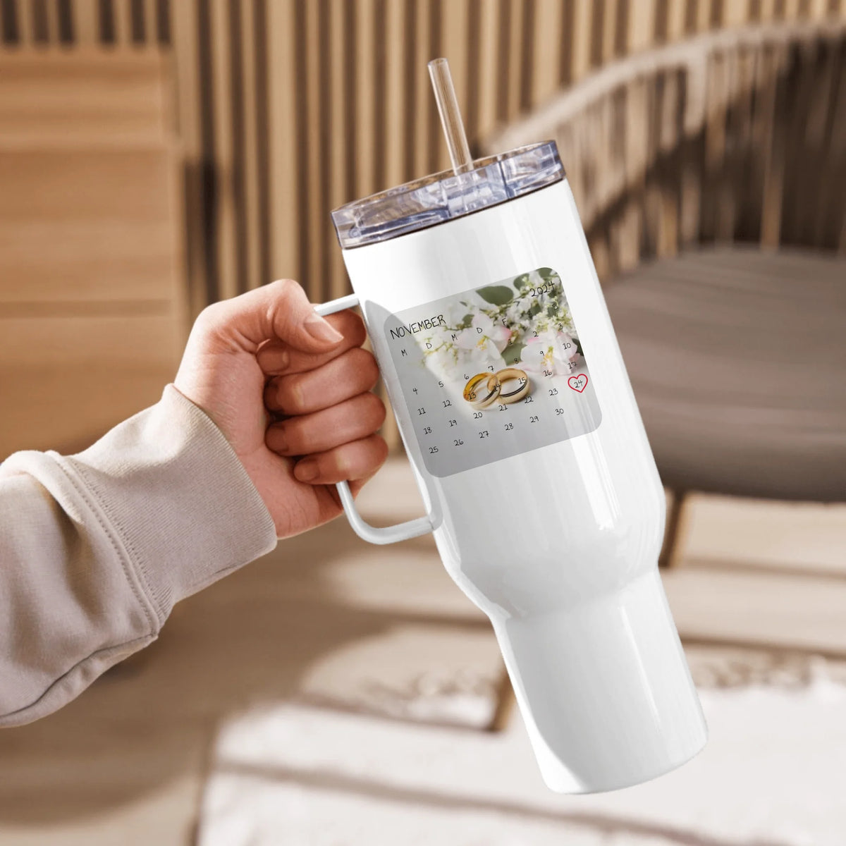 Datum und Kalender mit Foto und Text - Individueller Stanley Thermobecher | Quencher