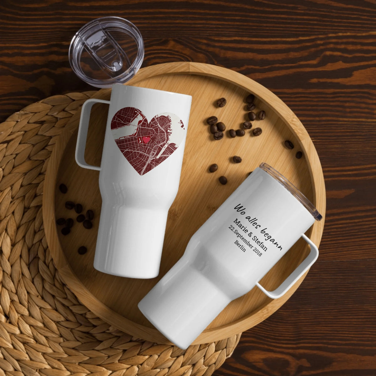 Personalized thermal mug for dog and cat lovers with photo and text