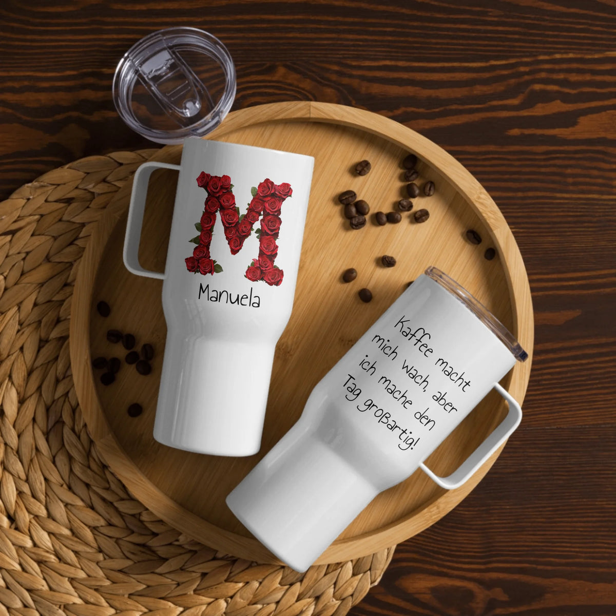 Buchstaben Monogramm und Name - individueller Thermobecher