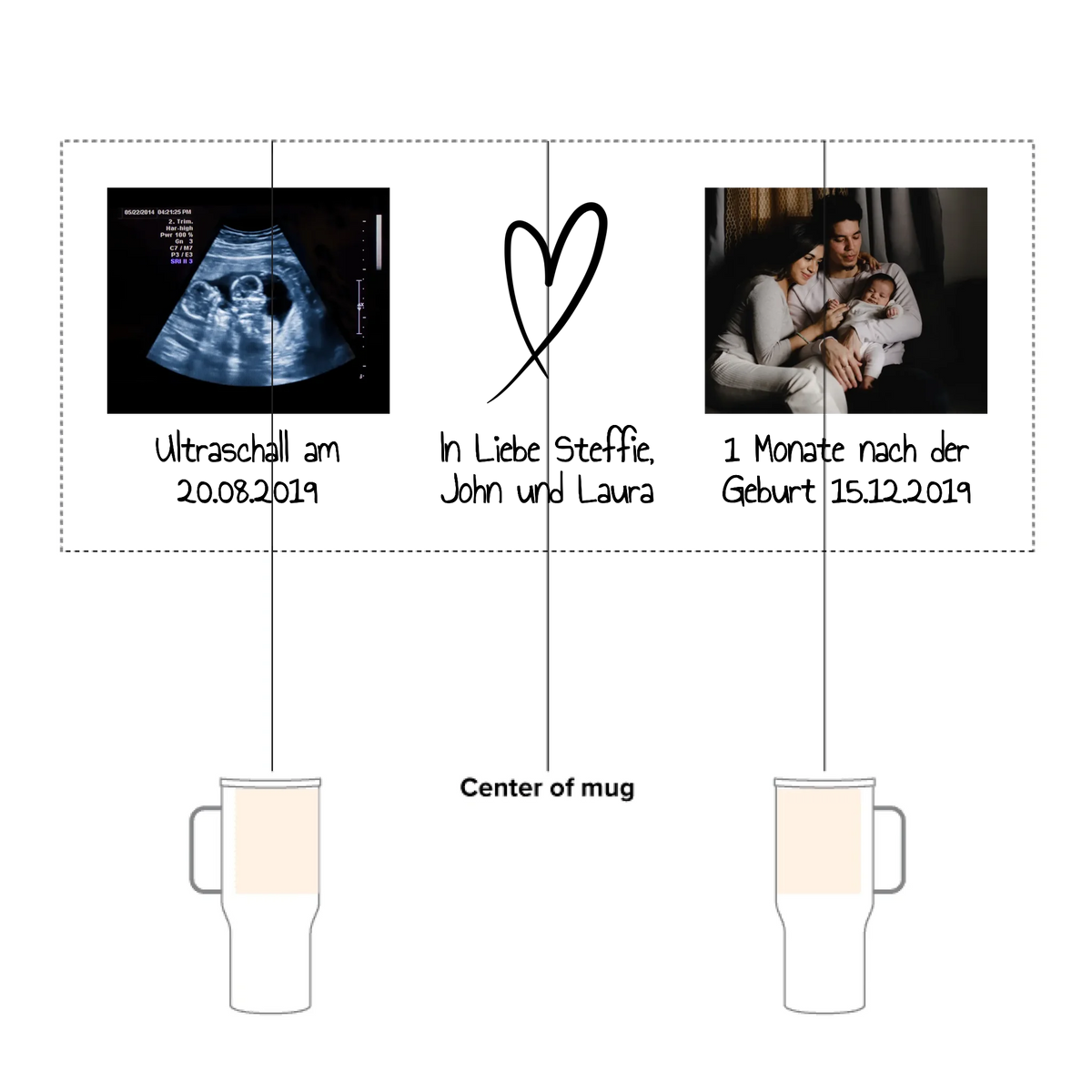 Ultraschallbild zur Geburt - individueller Thermobecher