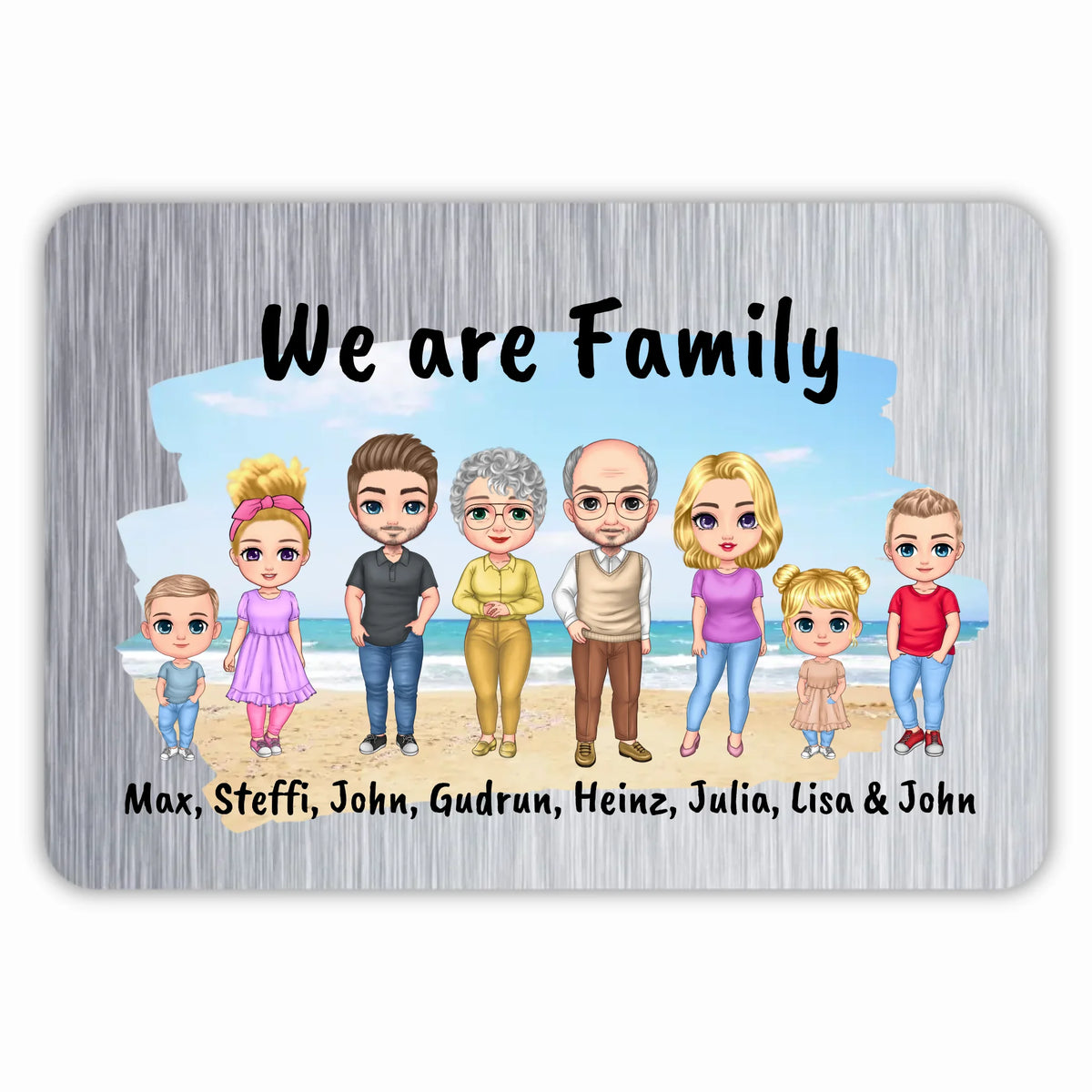 Personalisierte Brieftaschenkarte: Familie Chibi - individuelle Brieftaschenkarte | Personalize Palace