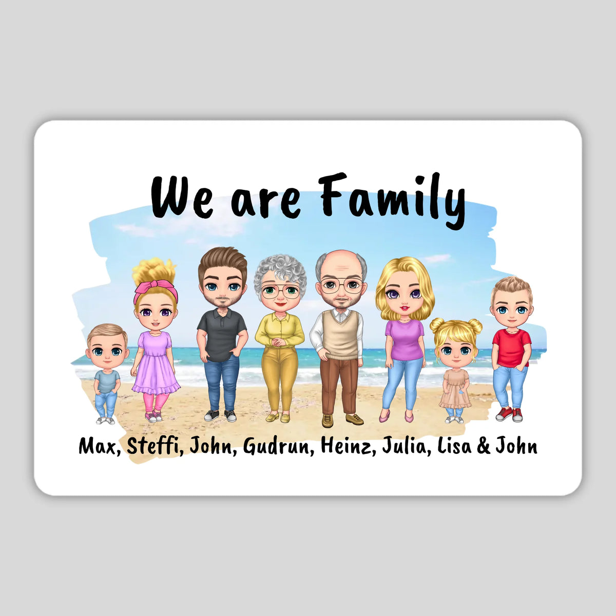 Personalisierte Brieftaschenkarte: Familie Chibi - individuelle Brieftaschenkarte | Personalize Palace