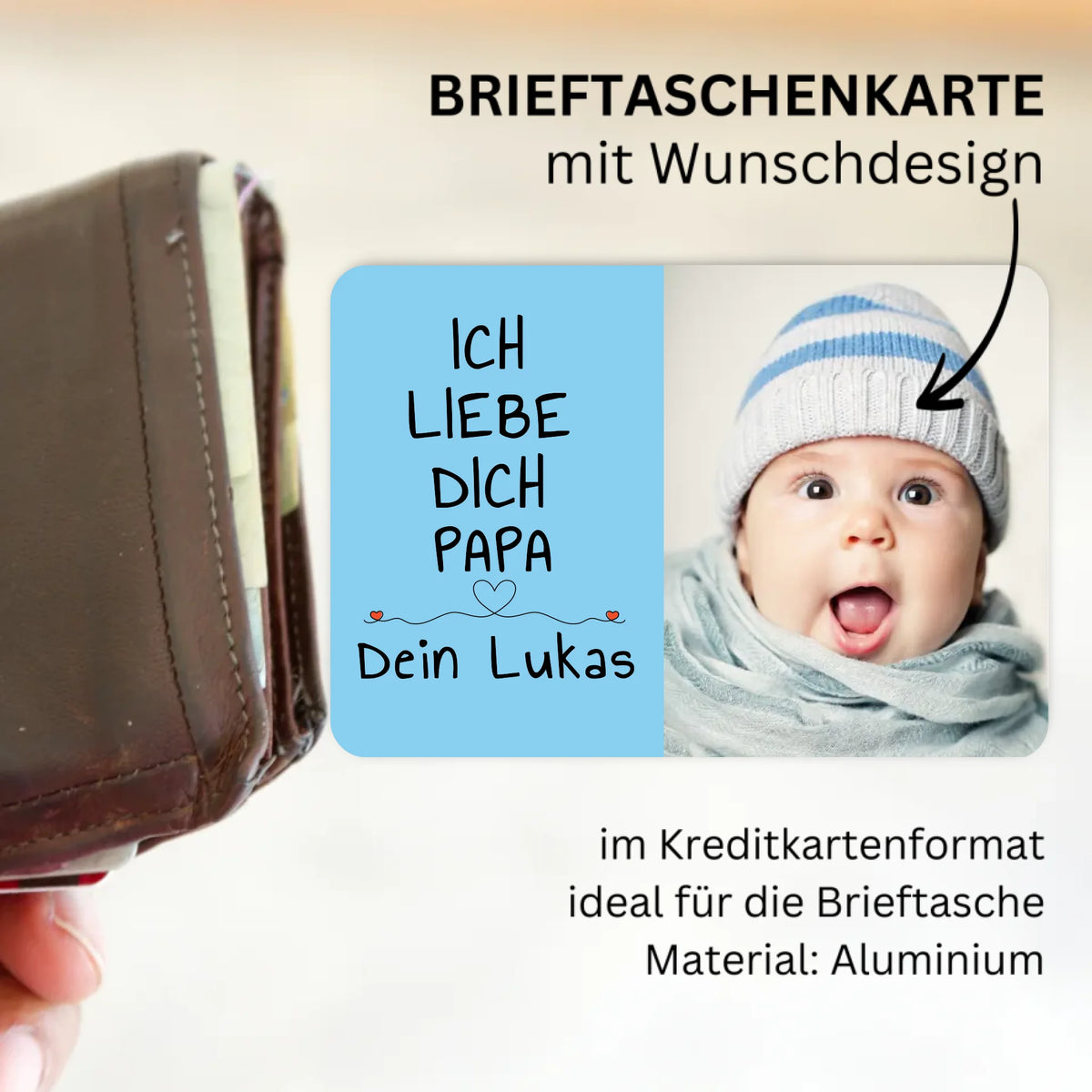 Personalisierte Brieftaschenkarte: Scrabble mit Bild und Text - individuelle Brieftaschenkarte | Personalize Palace