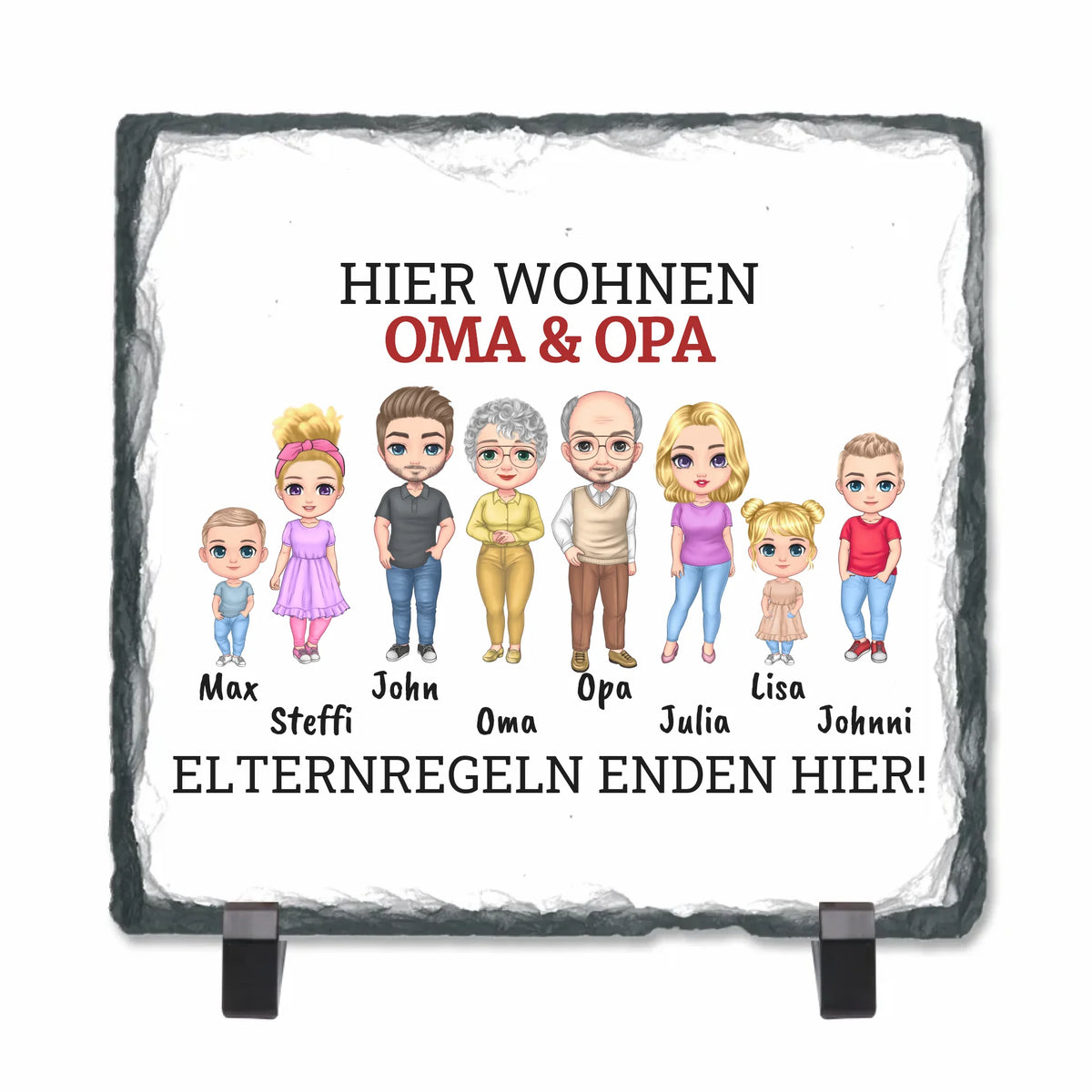 Hier wohnen Oma & Opa, Familie - individuelle Schiefertafel | Personalize Palace