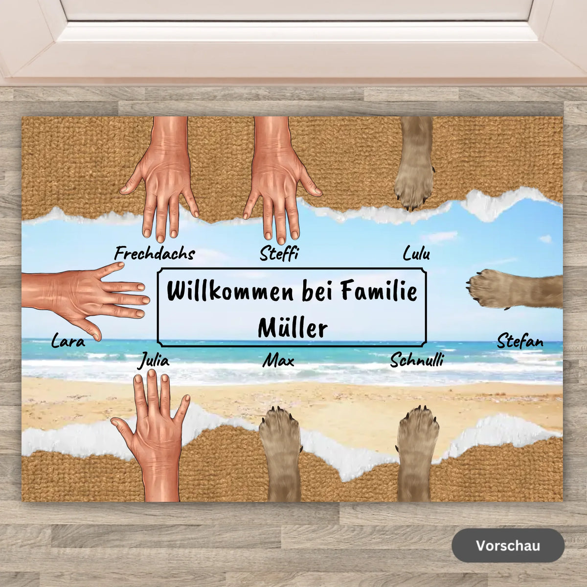 Personalisierte Fußmatte: Hände und Pfoten - Individuelle Fußmatte | Personalize Palace