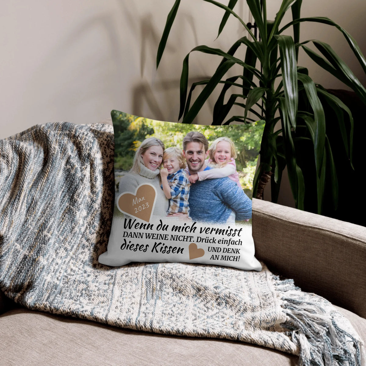 Personalisiertes Kissen: Trauerkissen "Wenn Du mich vermisst" mit Foto - Individuelles Kissen | Personalize Palace