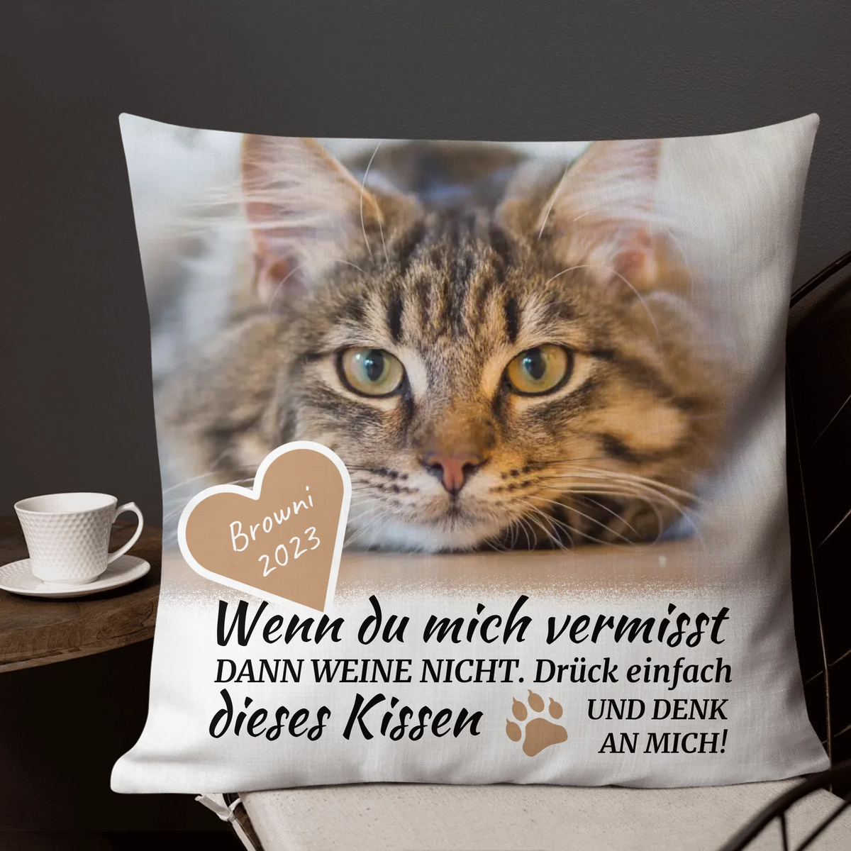 Personalisiertes Kissen: Drück mich, wenn du mich vermisst- individuelles Premium Fotokissen | Personalize Palace