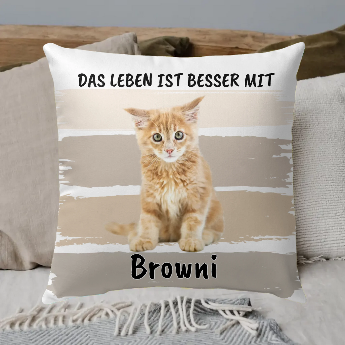 Personalisiertes Kissen: Katzenkissen "Wenn Du mich vermisst" - individuelles Premium Fotokissen | Personalize Palace
