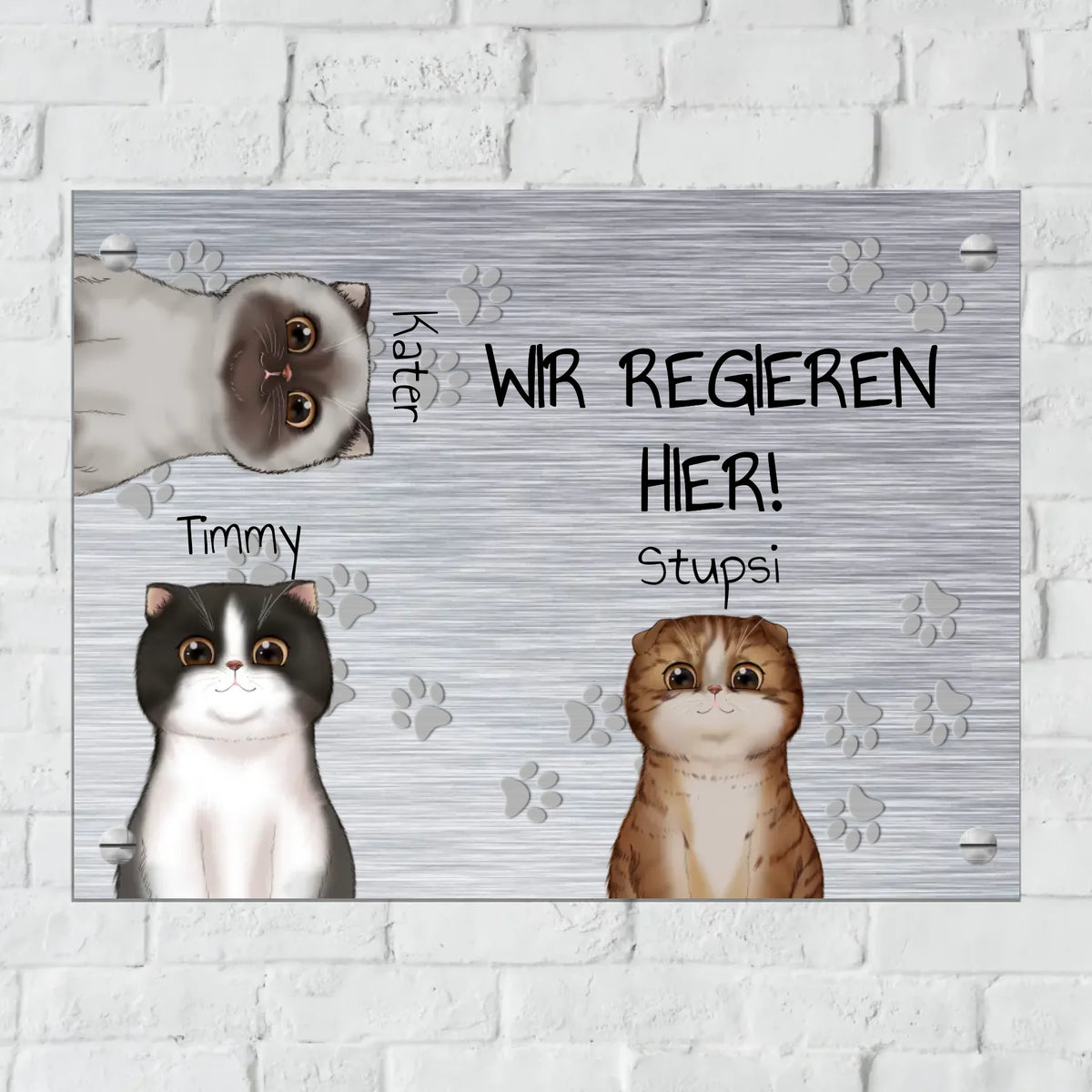 Personalisiertes Schild: ICH REGIERE HIER. Katzenliebhaber (Cliparts) - Individuelles lustiges Katzen Türschild | Personalize Palace