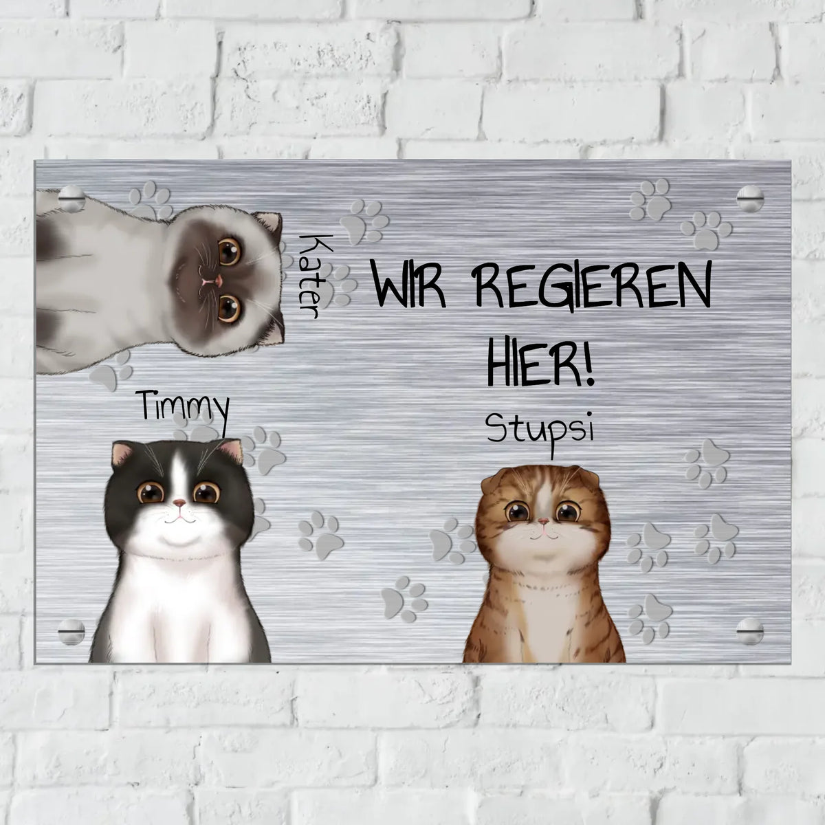 Personalisiertes Schild: ICH REGIERE HIER. Katzenliebhaber (Cliparts) - Individuelles lustiges Katzen Türschild | Personalize Palace