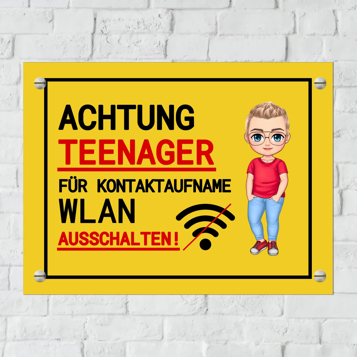 Personalisiertes Schild: Vorsicht Teenager für Jugendweihe oder zum Geburtstag - individuelles Schild | Personalize Palace