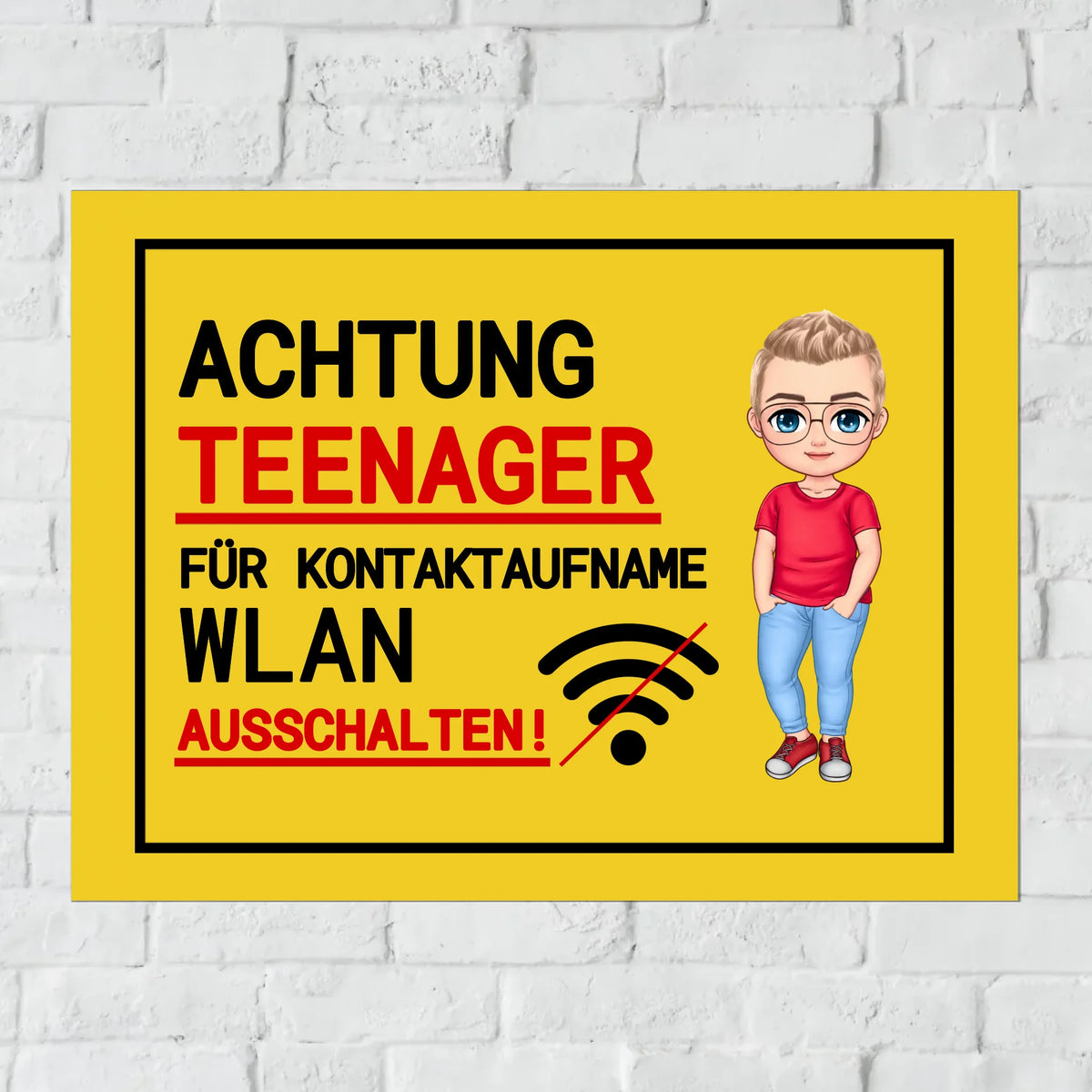 Personalisiertes Schild: Vorsicht Teenager für Jugendweihe oder zum Geburtstag - individuelles Schild | Personalize Palace