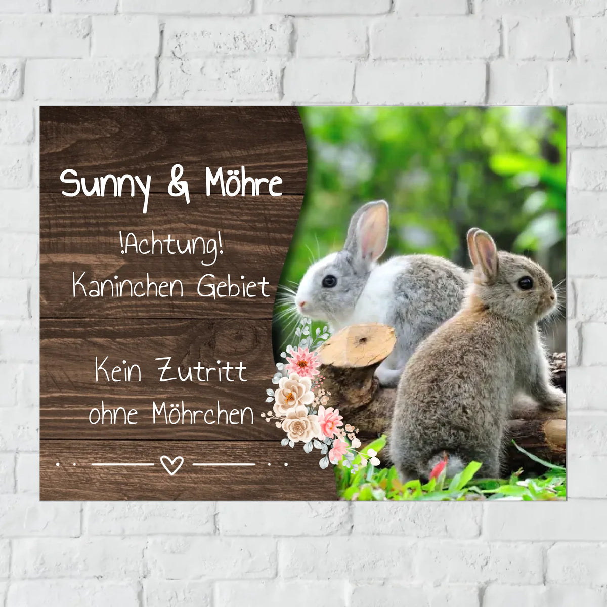 Personalisiertes Schild: Hasen und Kaninchen Stall-, Boxenschild mit Foto und Text - individuelles Schild | Personalize Palace