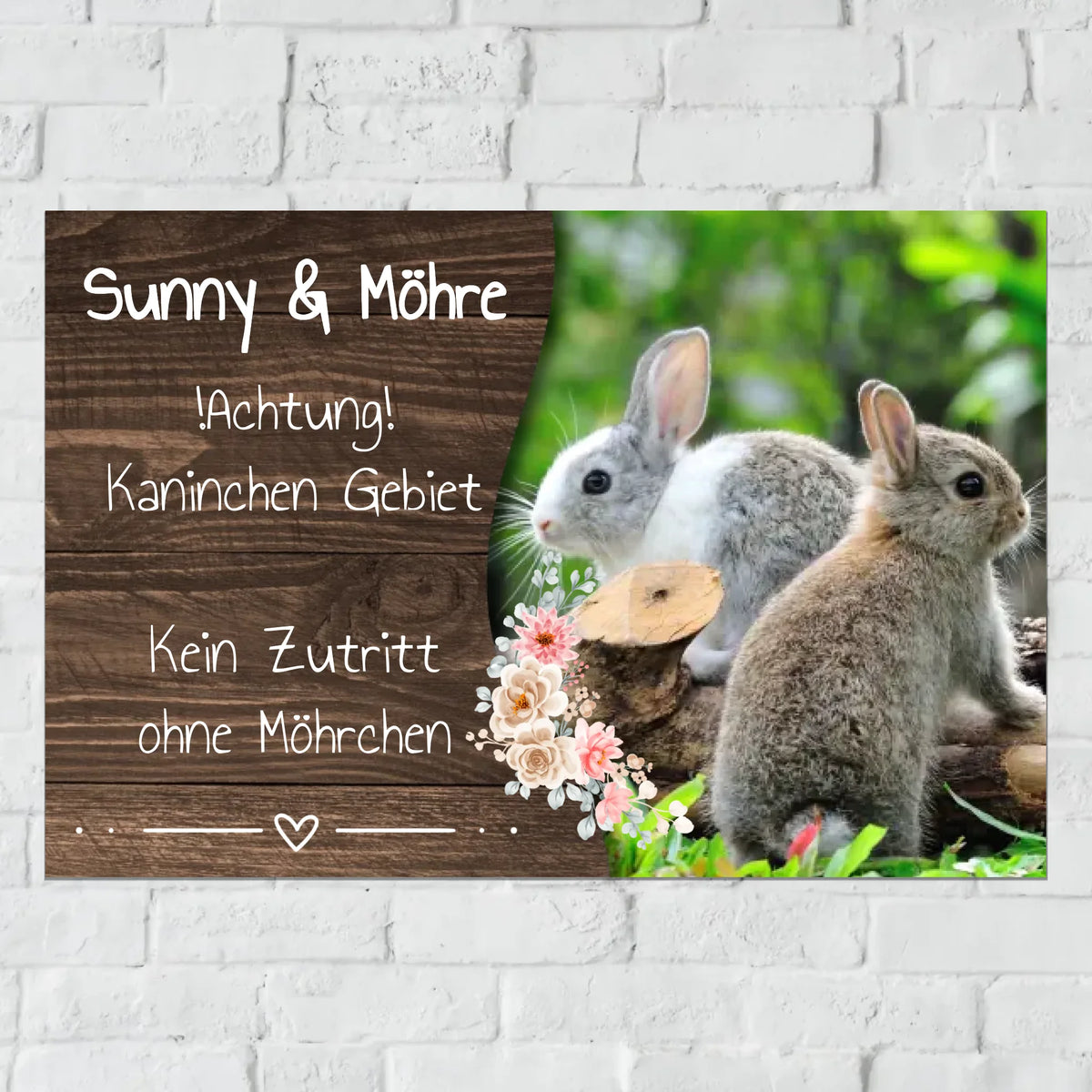 Personalisiertes Schild: Kaninchen | Hase Stall-, Boxenschild mit Foto und Text - individuelles Schild | Personalize Palace