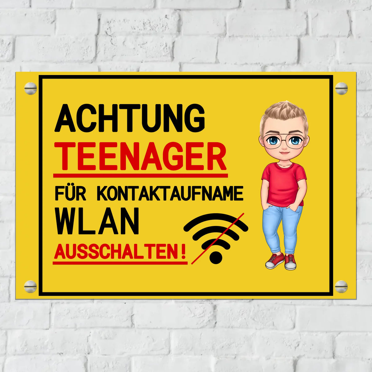 Personalisiertes Schild: Vorsicht Teenager für Jugendweihe oder zum Geburtstag - individuelles Schild | Personalize Palace