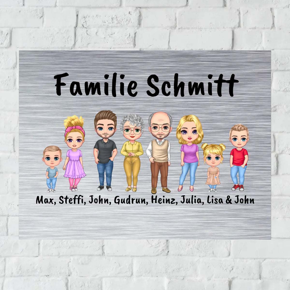 Personalisiertes Schild: Familienschild mit bis zu 8 Personen und Hausnummer - Individuelles Türschild | Personalize Palace