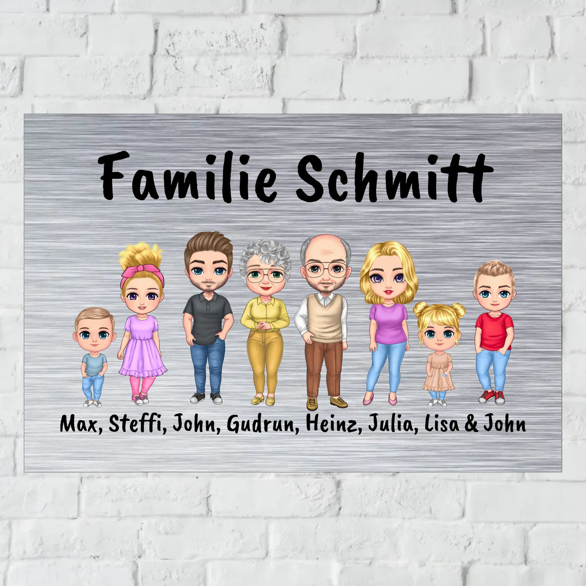 Personalisiertes Schild: Familienschild mit bis zu 8 Personen und Hausnummer - Individuelles Türschild | Personalize Palace