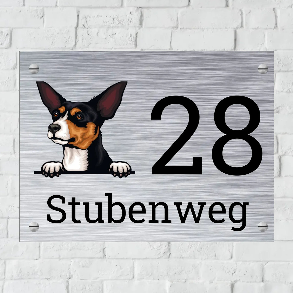 Personalisiertes Schild: "Hier wache ich" Hund oder Katzen Türschild für Haus und Garten und mit Foto - Individuelles Metallschild | Personalize Palace