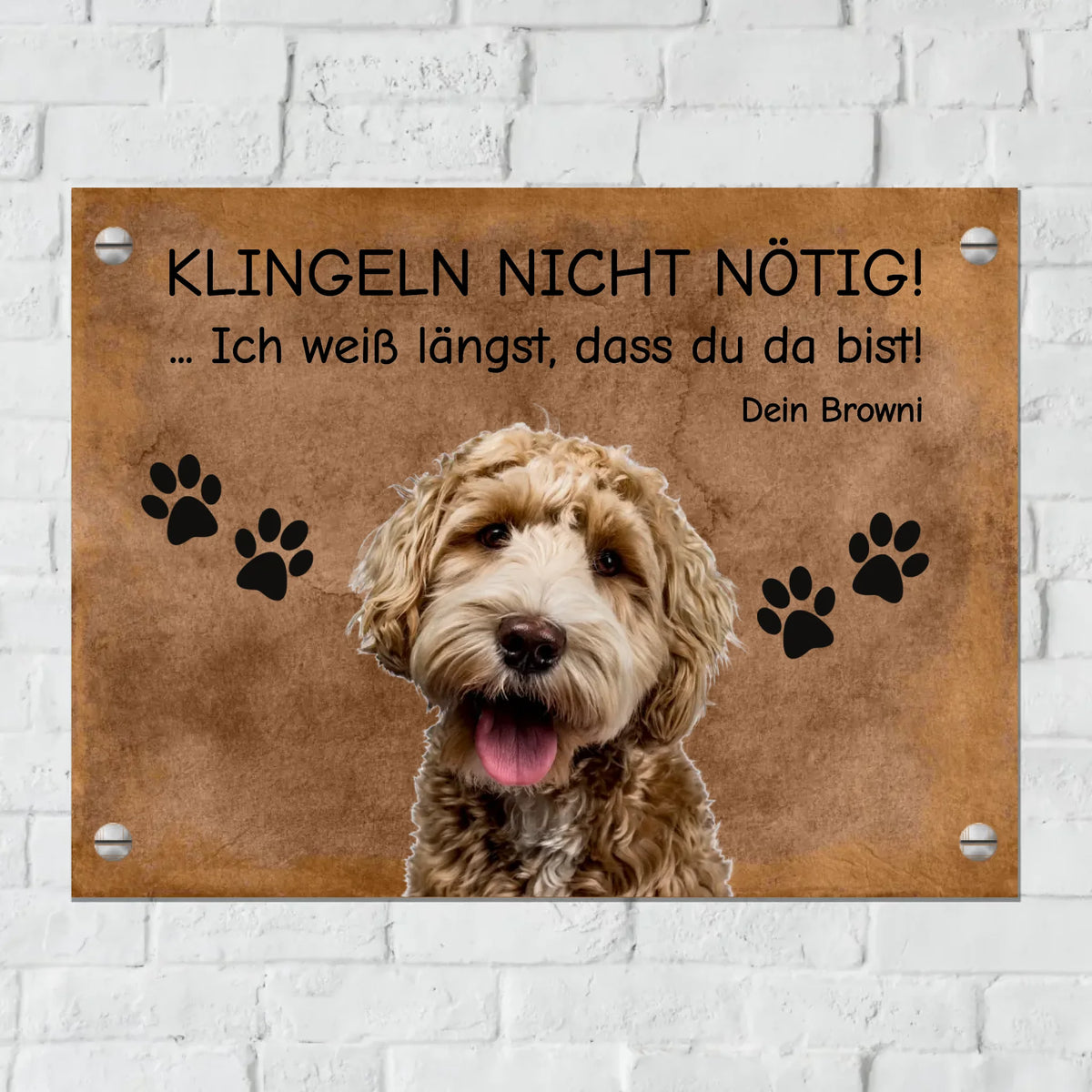 Personalisiertes Schild: "Hier wache ich" Türschild für Haus und Garten mit eigenem Foto - Individuelles Metallschild | Personalize Palace