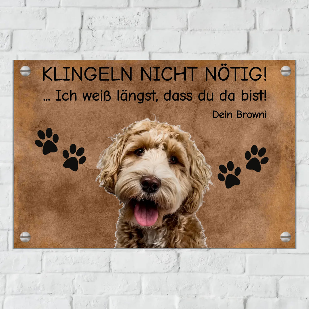 Personalisiertes Schild: "Hier wache ich" Türschild für Haus und Garten mit eigenem Foto - Individuelles Metallschild | Personalize Palace