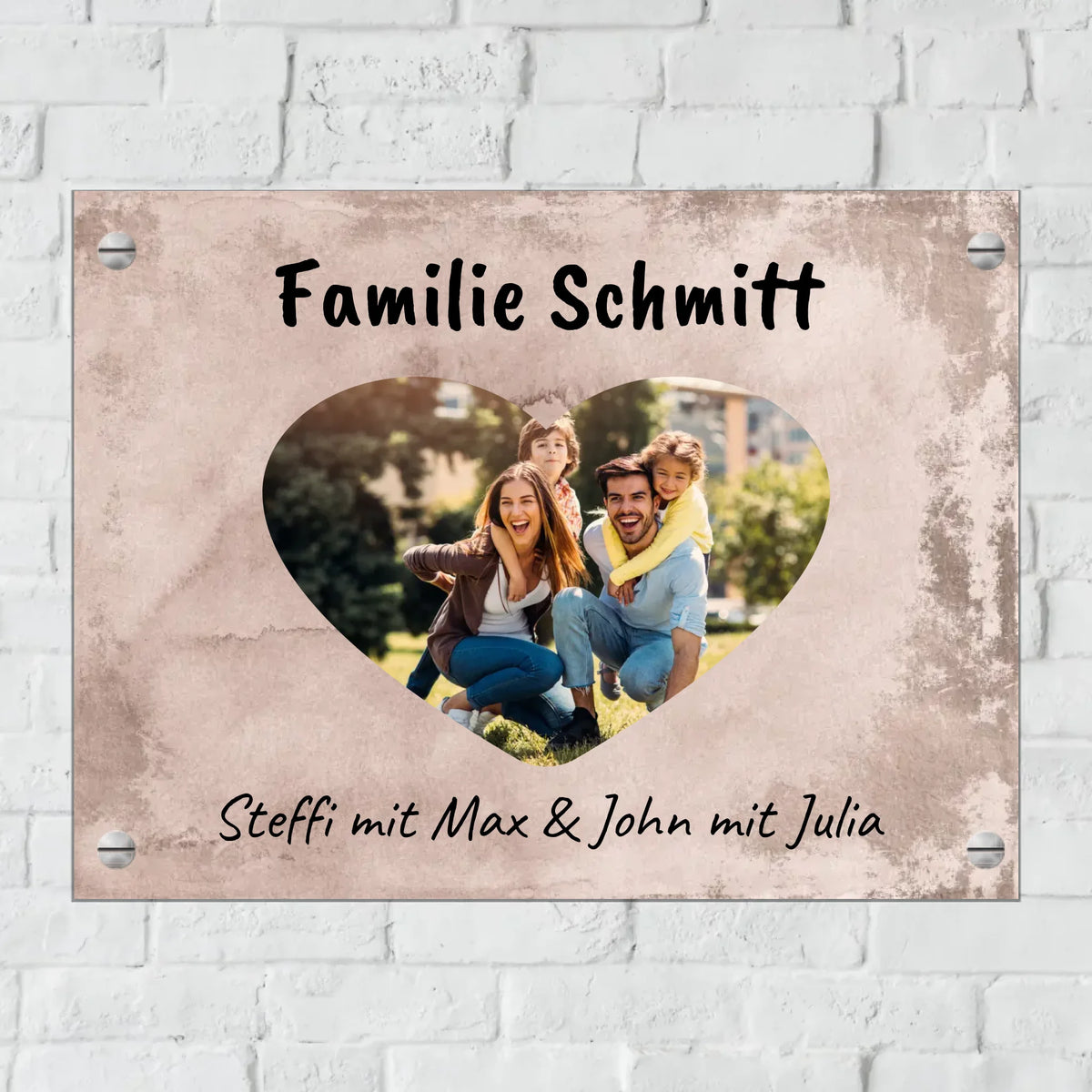 Personalisiertes Schild: Herzfoto von Paar, Familie, Freund - Individuelles Türschild für Heim & Garten | Personalize Palace