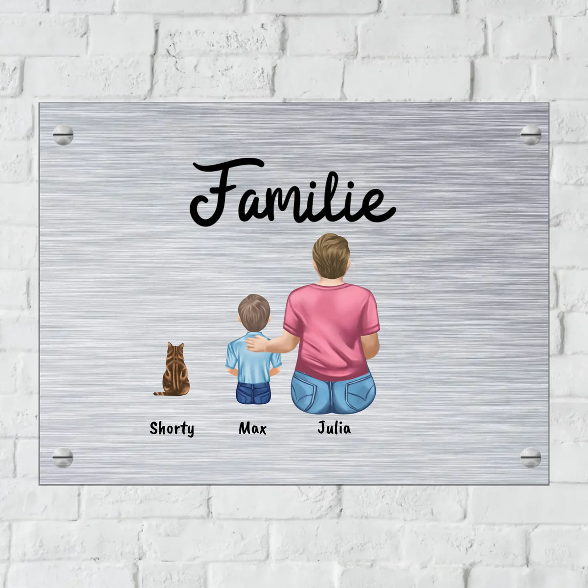 Personalisiertes Schild: Allein mit Kind und Haustier - Individuelles Familienschild | Personalize Palace