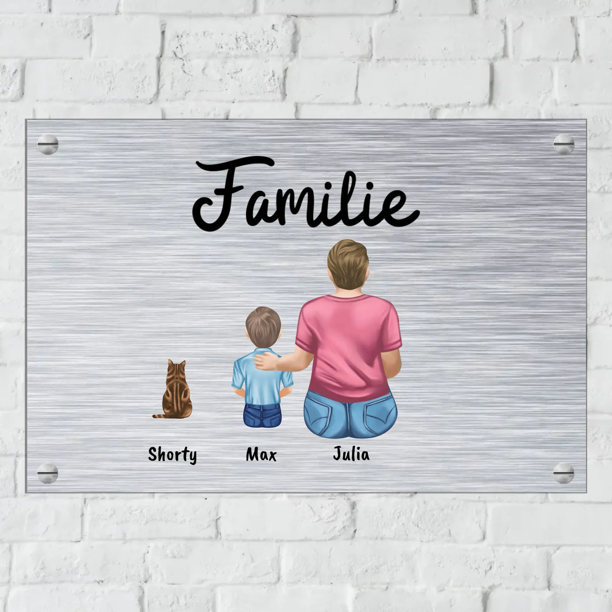 Personalisiertes Schild: Allein mit Kind und Haustier - Individuelles Familienschild | Personalize Palace
