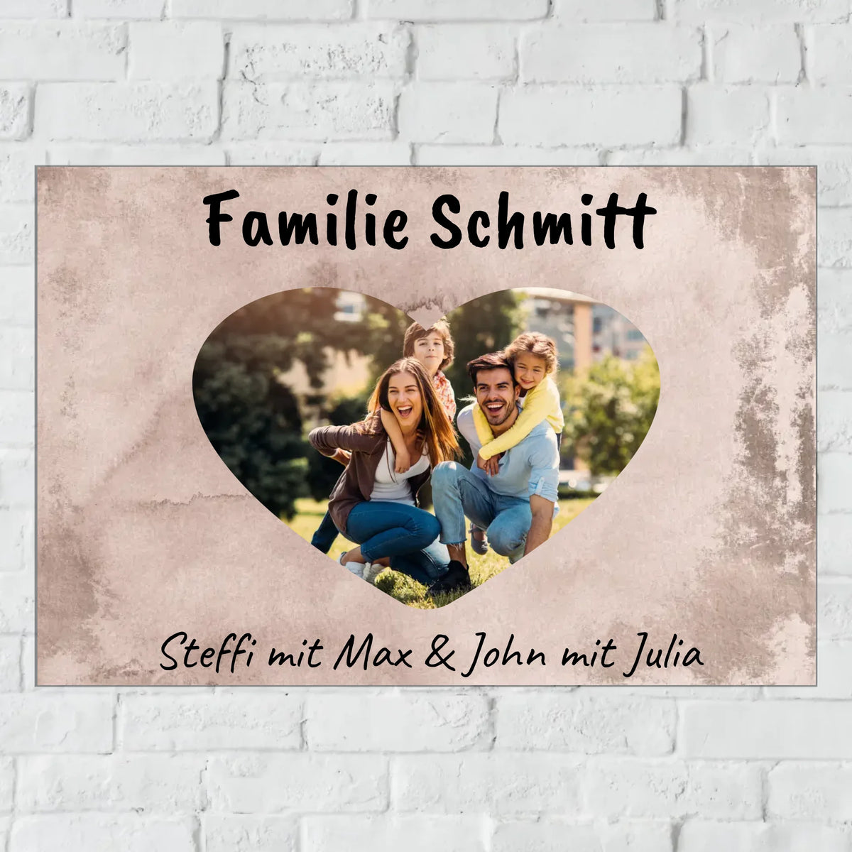 Personalisiertes Schild: Herzfoto von Paar, Familie, Freund - Individuelles Türschild für Heim & Garten | Personalize Palace