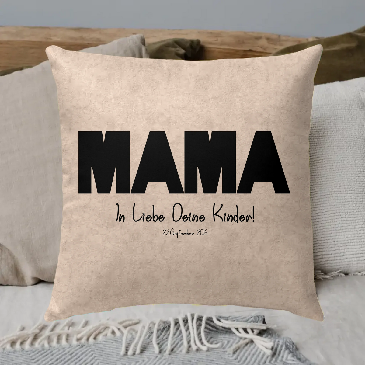 Personalisiertes Kissen: Foto Buchstaben Mama, Papa, Oma, Opa - Individuelles Kissen | Personalize Palace