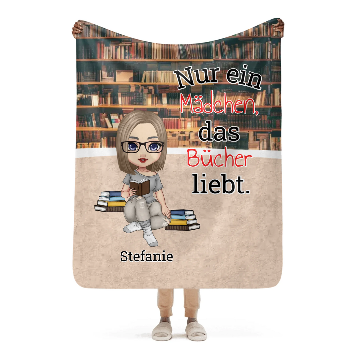 Personalisierte Decke: Leseratte, nur ein Mädchen mit einem Buch - individuelle Decke | Personalize Palace