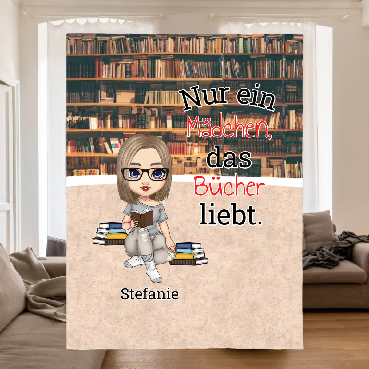 Personalisiertes Kissen: Leseratte, nur ein Mädchen mit einem Buch - individuelles Kissen | Personalize Palace