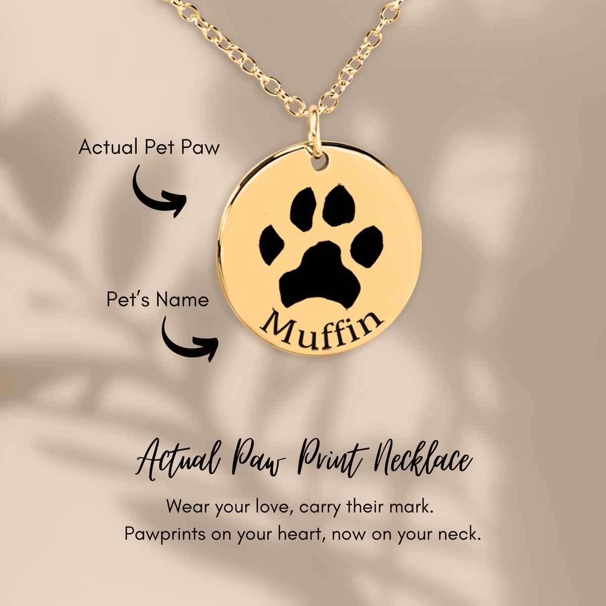 Personalisierter Schmuck: Personalisierte Halskette mit Pfotenabdruck und Name – Einzigartiges Geschenk für Haustierbesitzer | Personalize Palace