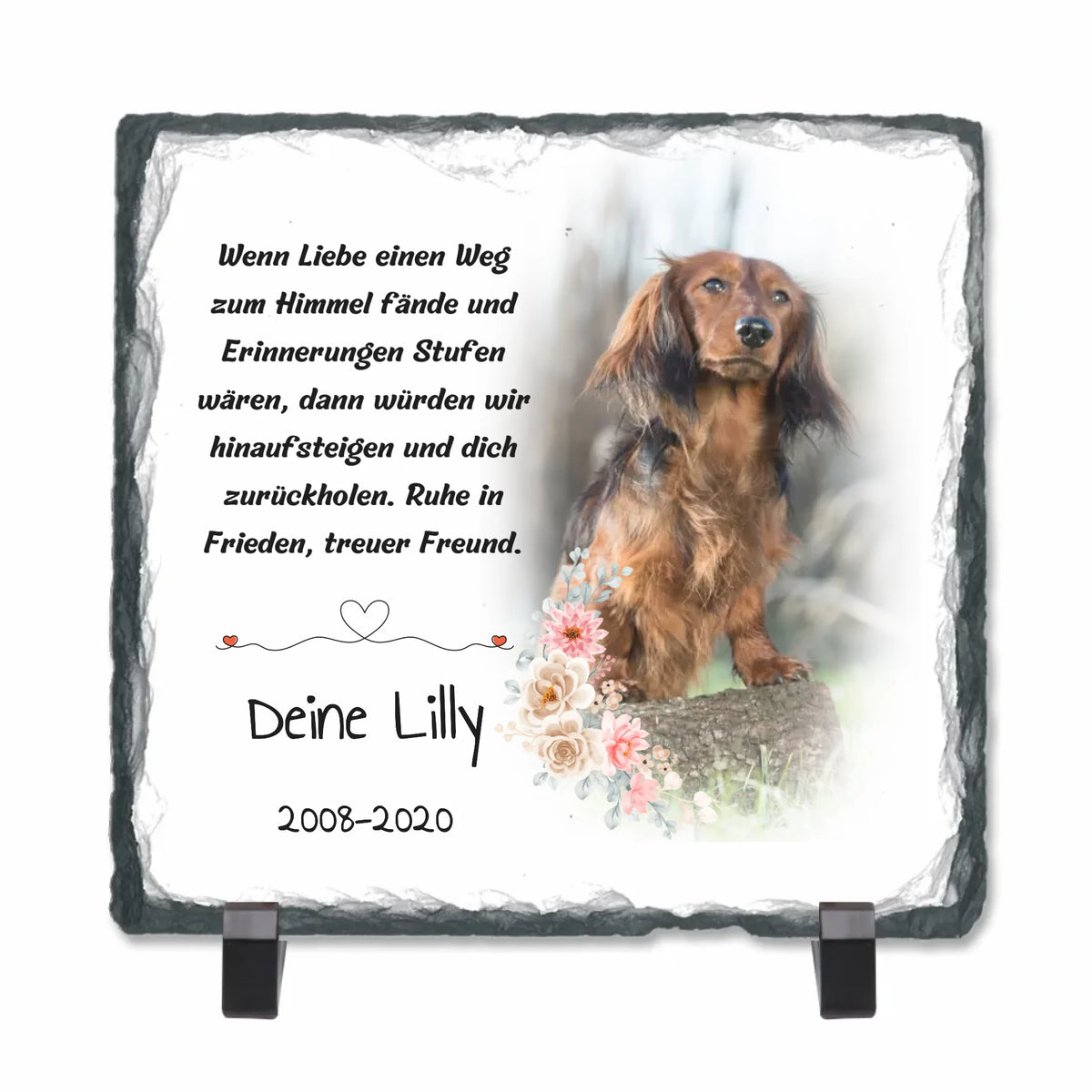 Hunde Herz aus Naturschiefer für Heim und Garten - individuelle Schieferplatte | Personalize Palace