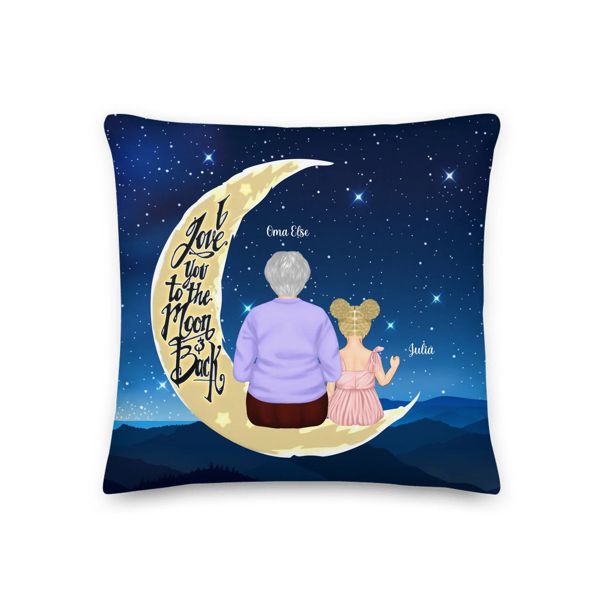 Personalisiertes Kissen: I Love You to the Moon and Back - individuelles Oma & Enkel Kissen | Personalize Palace