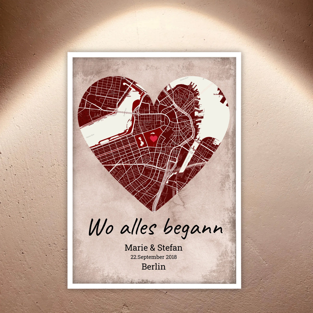 Wo alles begann - individuelles Poster mit Galerierahmen | Personalize Palace