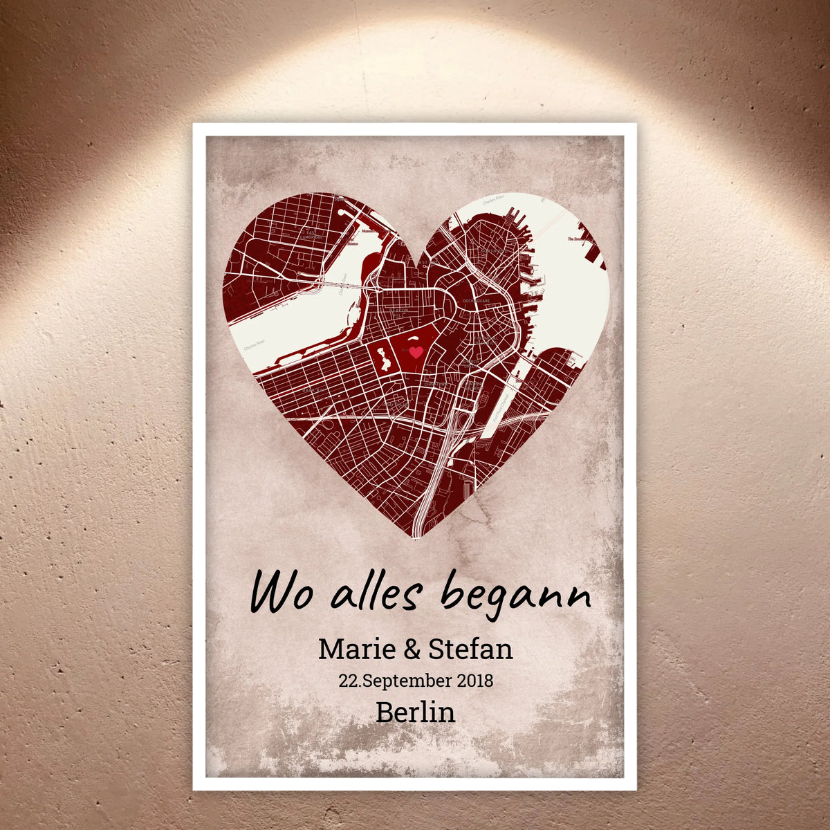 Wo alles begann - individuelles Poster mit Galerierahmen | Personalize Palace