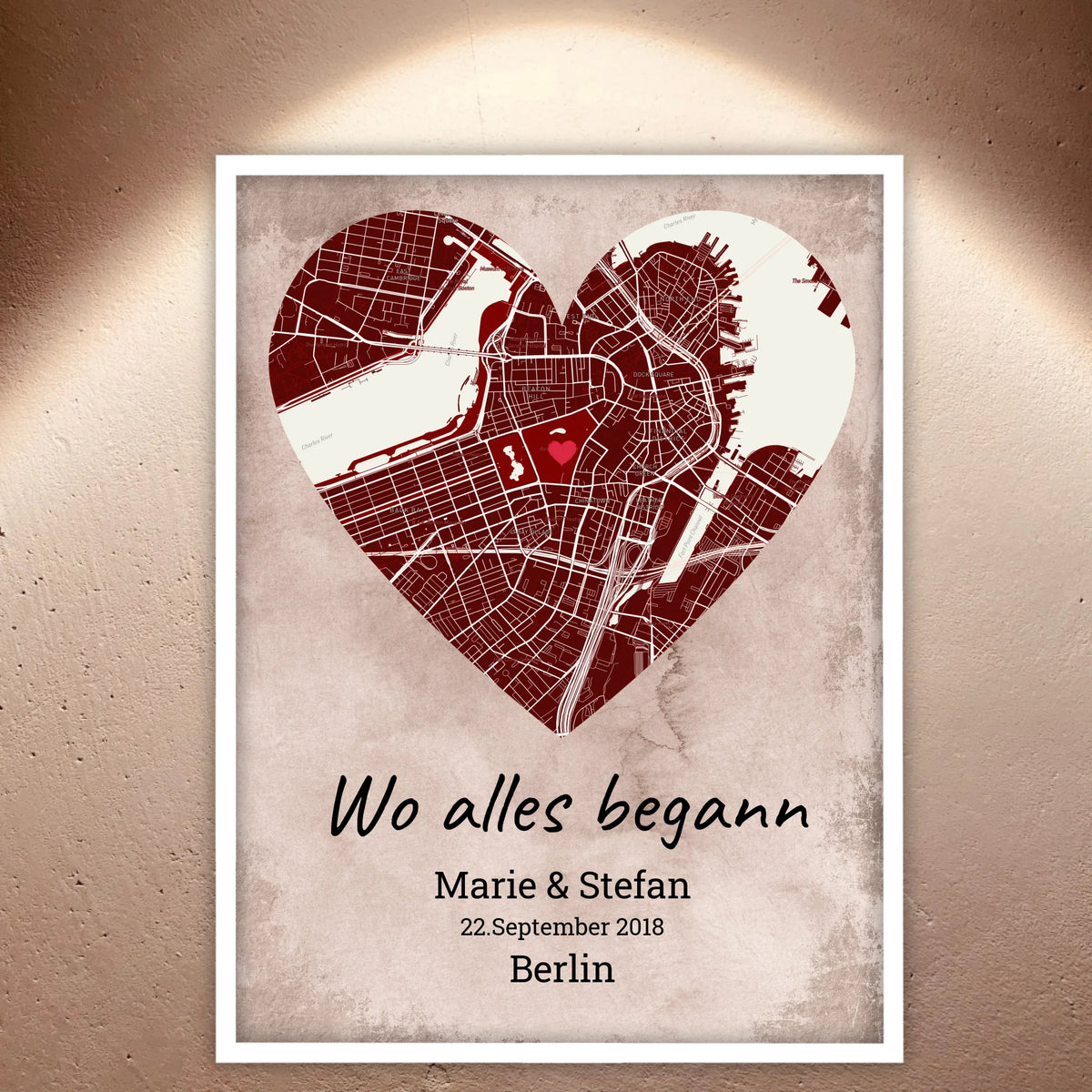 Wo alles begann - individuelles Poster mit Galerierahmen | Personalize Palace
