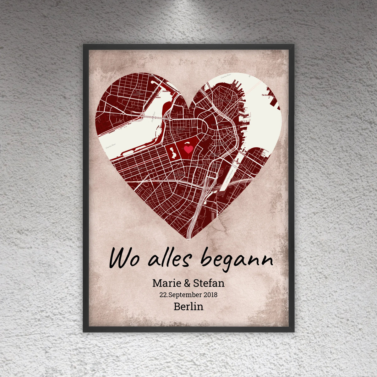 Wo alles begann - individuelles Poster mit Galerierahmen | Personalize Palace