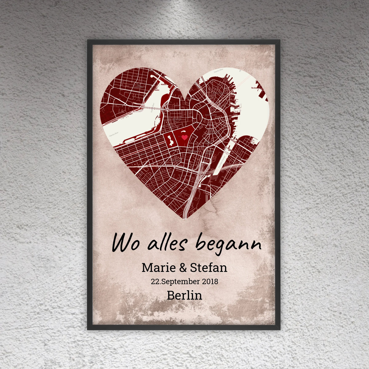 Wo alles begann - individuelles Poster mit Galerierahmen | Personalize Palace