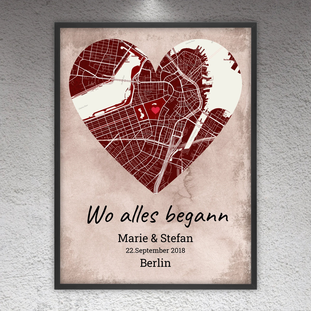 Wo alles begann - individuelles Poster mit Galerierahmen | Personalize Palace