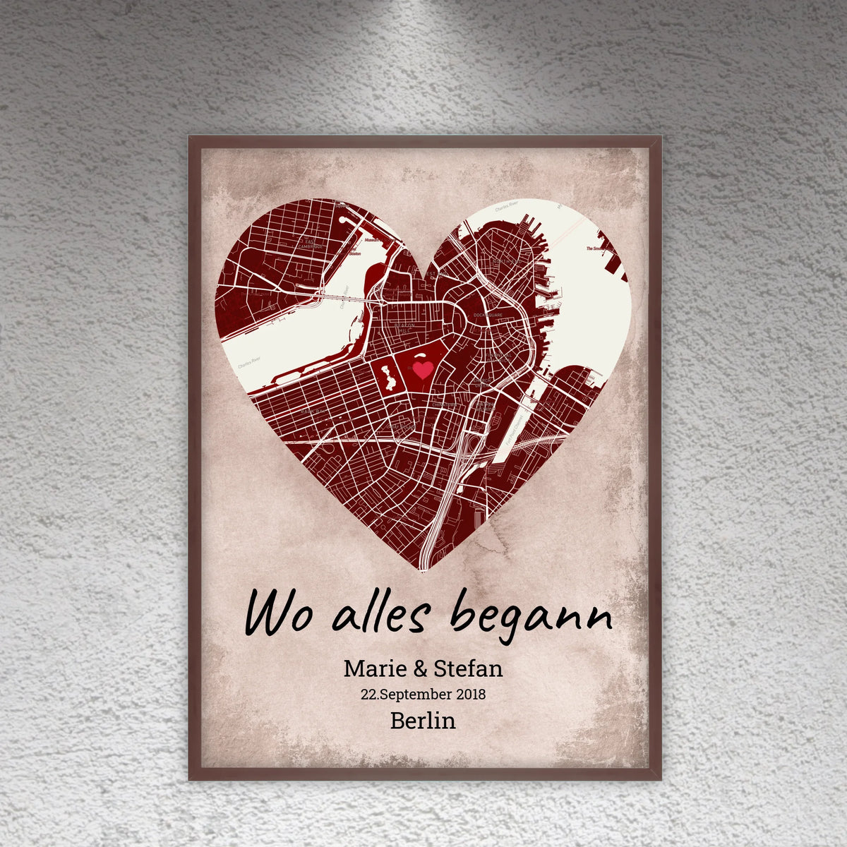 Wo alles begann - individuelles Poster mit Galerierahmen | Personalize Palace