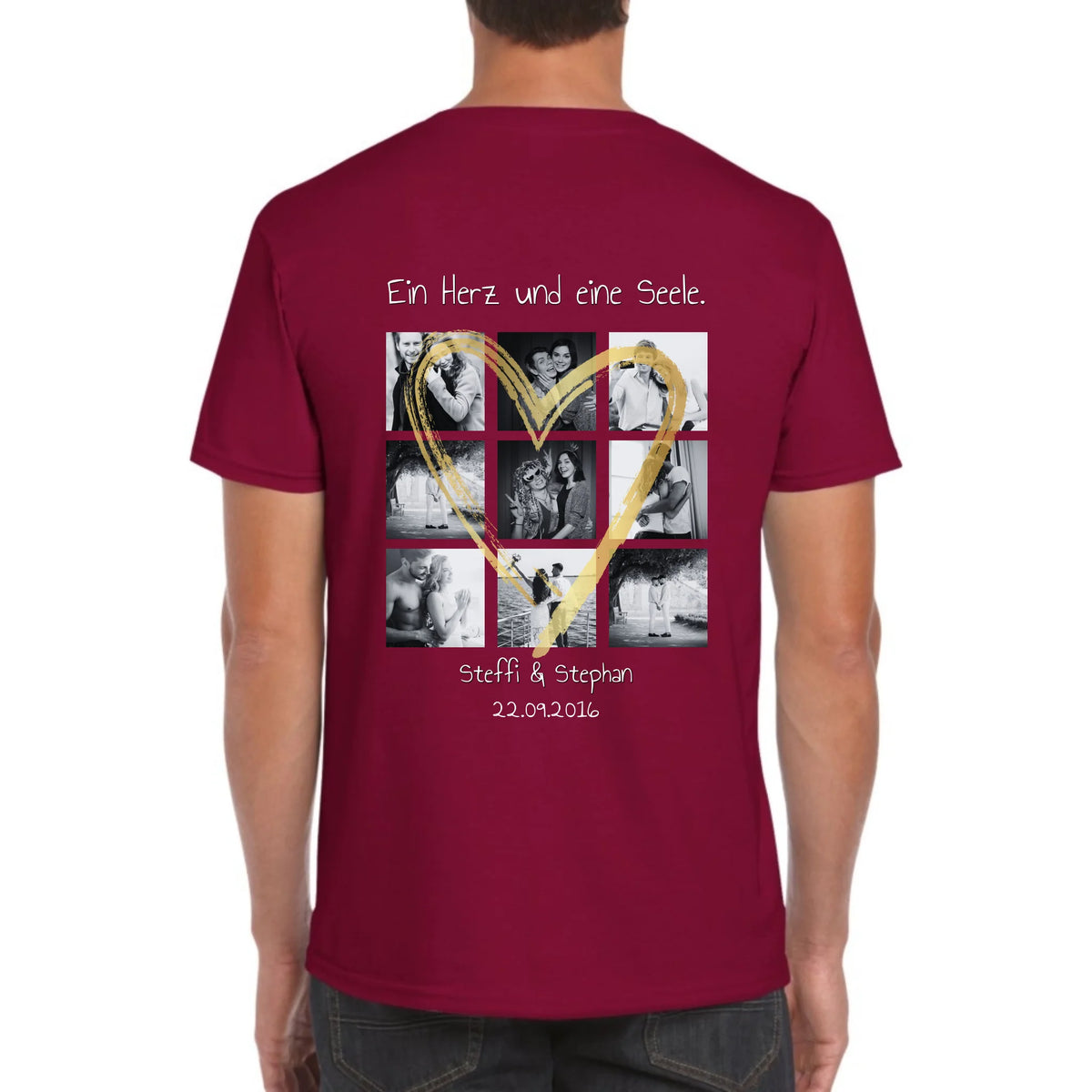 Personalisiertes T-Shirt: Foto Collage mit 9 Fotos und Text - individuelles T-Shirt | Personalize Palace