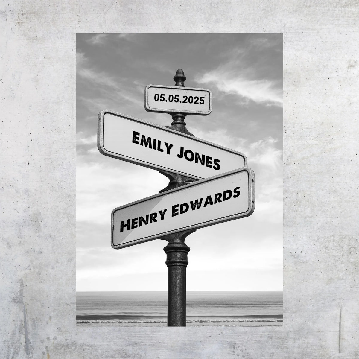 Street sign, signpost for lovers - personalized canvas